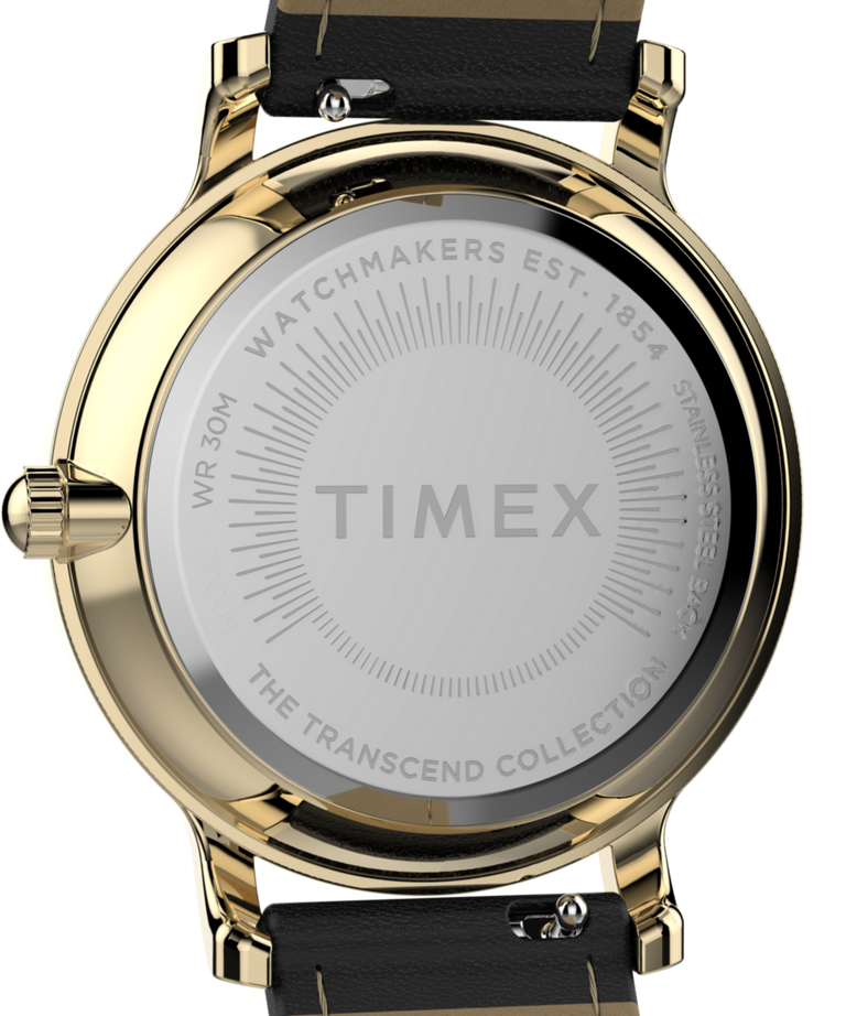 TW2W84600: Imagen del fondo de la caja del reloj Transcend con correa de piel de 34 mm