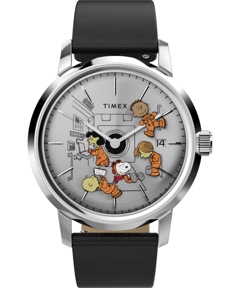 Imagen principal del reloj TW2W87200 Peanuts® x Timex Marlin® Automatic Space de 40 mm con correa de piel