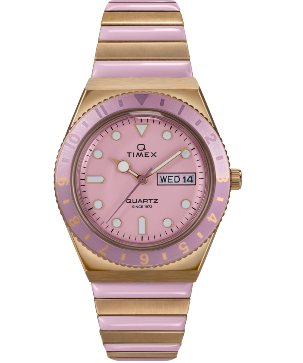 Timex Women Analogue Watch with a Stainless Steel Strap, Silver, Bracelet Timex Women\u0027s Q Two-Tone Stainless Steel Expansion Band Watch 36mm