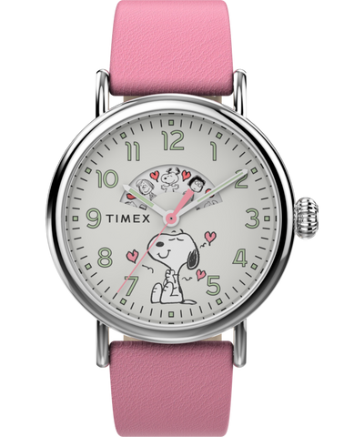 TW2W88900 Peanuts x Timex Standard Valentine's 40mm Leather Strap Watch Primary Image