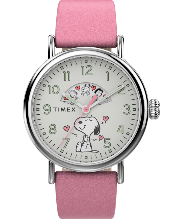 Imagen principal de reloj Peanuts x Timex Standard San Valentín de 40 mm con correa de cuero TW2W88900