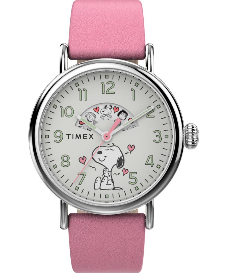 TW2W88900 Timex Standard x Peanuts Valentine's 40mm Leather Strap Watch Primary Image