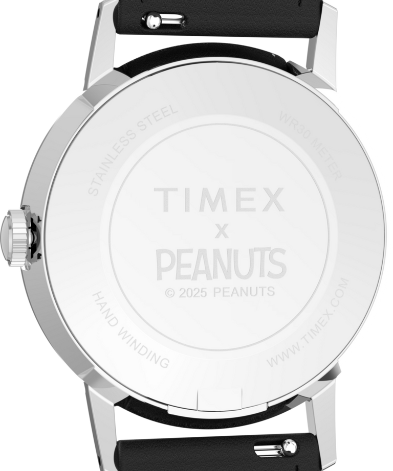 TW2W89700 Timex x Peanuts® Marlin® Hand-Wound Space 34mm Leather Strap Watch Caseback Image