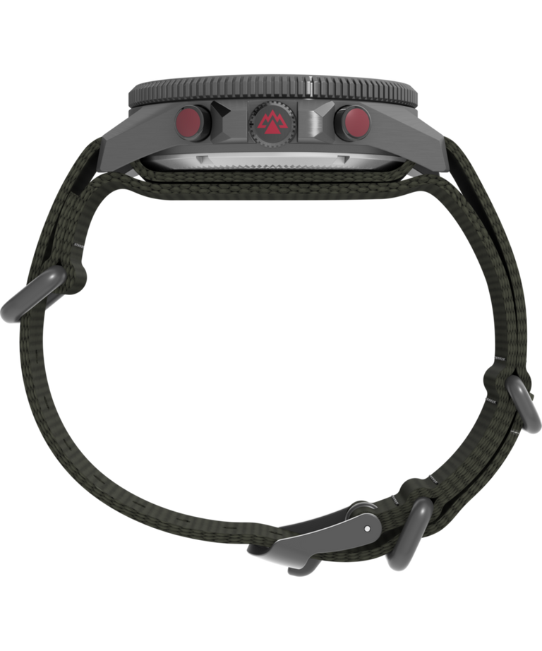 TW2W91100 Expedition: reloj de 43 mm con indicador de marea, temperatura y brújula, y correa de tela. Imagen de perfil