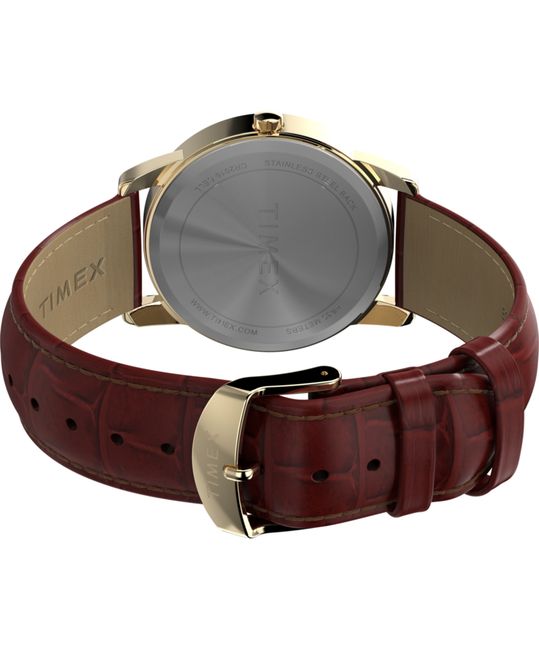 TW2W95500 Easy Reader® 35mm Leather Strap Watch  Caseback with Attachment Image