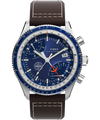 TW2W97200 Timex Fly-Back Chronograph x Pan Am® 43mm Leather Strap Watch  Primary Image