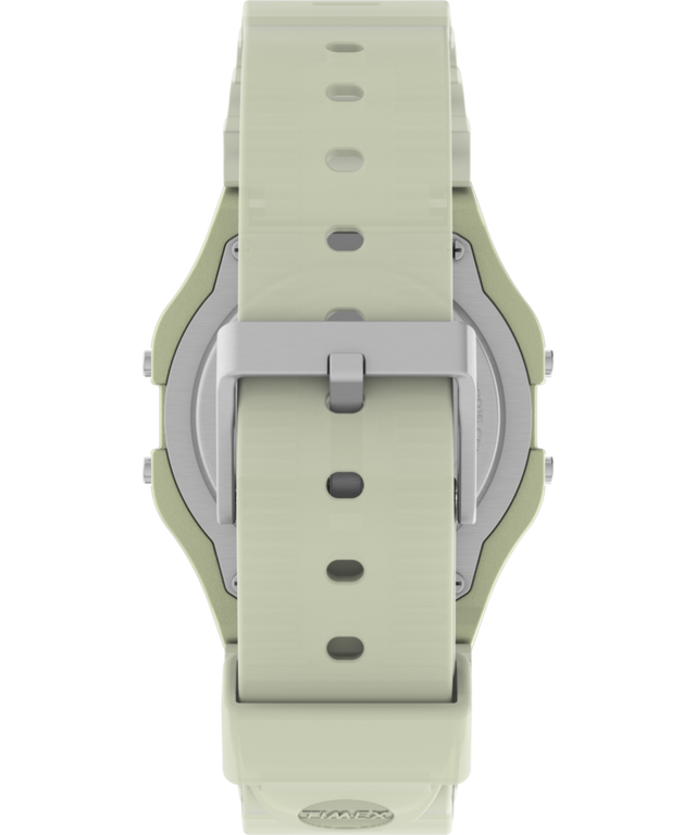 TW2Y02600 Timex T80 que brilla en la oscuridad, 34 mm, correa de resina. Imagen de la correa de reloj