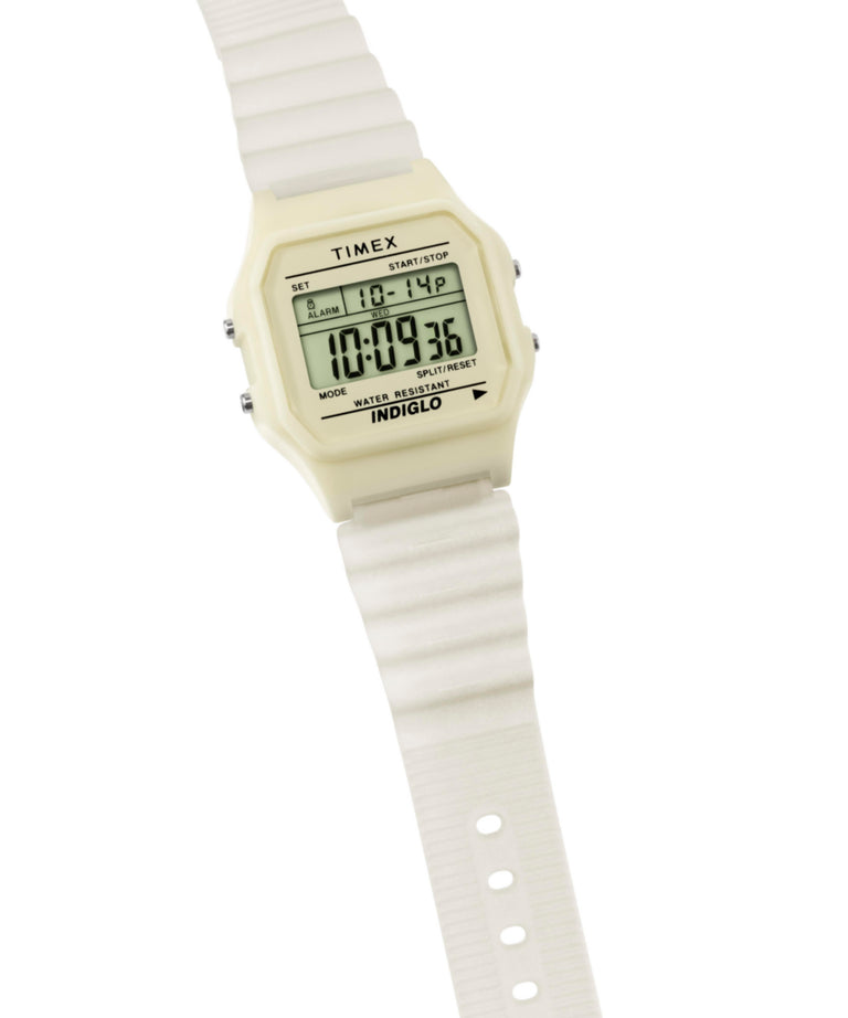 TW2Y02600 Reloj Timex T80 que brilla en la oscuridad, con correa de resina de 34 mm: siluetas clave de la campaña (fotos de producto) Imagen