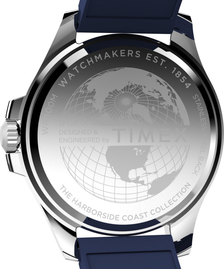 TW2Y05000 Harborside Coast, 44 mm, correa de caucho sintético. Imagen del fondo de la caja del reloj