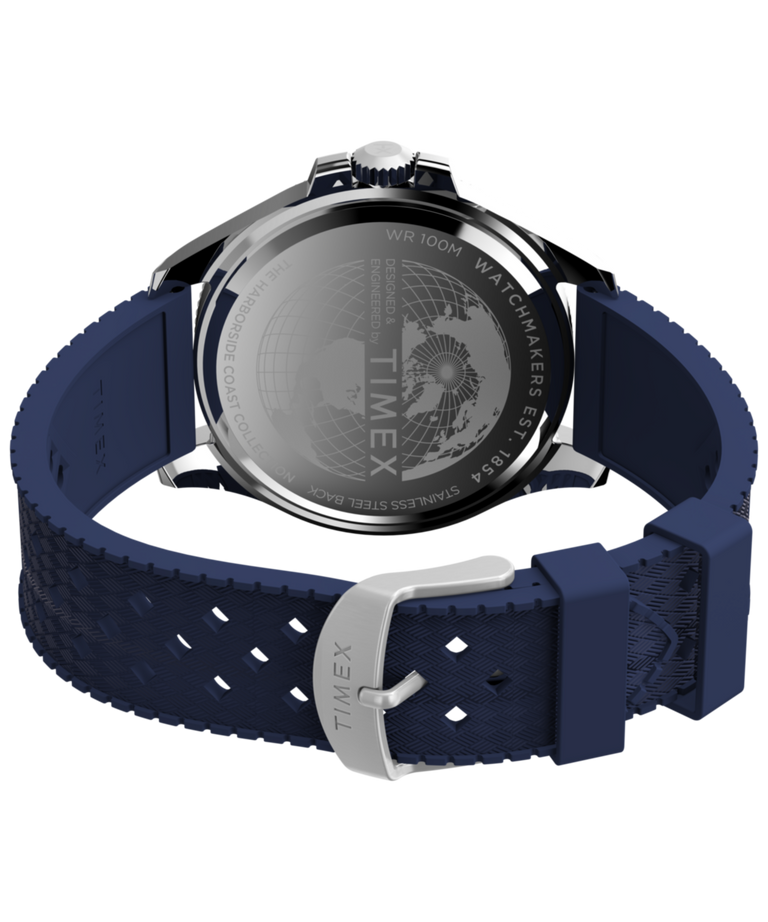 TW2Y05000 Harborside Coast, reloj de 44 mm con correa de caucho sintético: imagen del fondo de la caja con accesorio