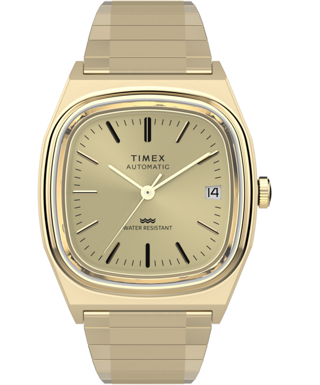 Timex® Automatic 1983 E Line Reissue 34mm Gold-Tone Expansion Band Timex® Automatic 1983 E Line Reissue 34mm Gold-Tone Expansion Band
