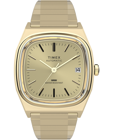 TW2Y07200 Timex® Automatic 1983 E Line Reissue 34mm Gold-Tone Expansion Band Watch Primary Image