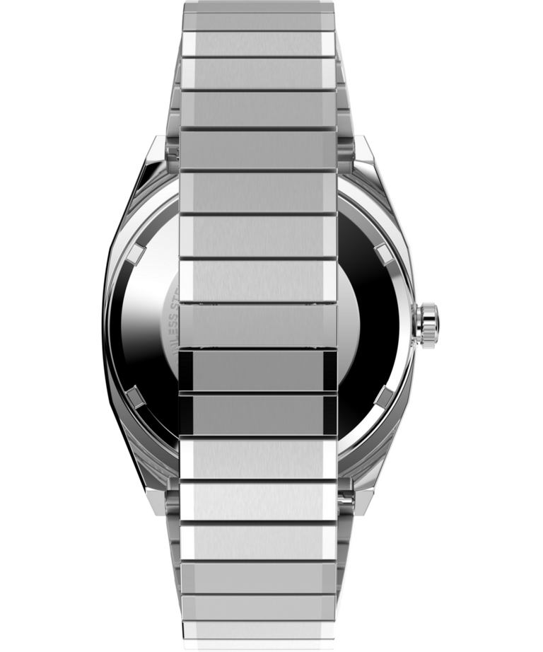 Imagen de la correa del reloj Timex® Automatic 1983 E Line de 34 mm con correa elástica de acero inoxidable TW2Y07300