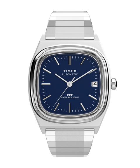 timex automatic 1983 e line reissue dress watch Timex® 34mm Stainless Steel Expansion Band - TW2Y07400 Its robust stainless steel Color:Cloud Blue leg slit 8 Best Men's Blue