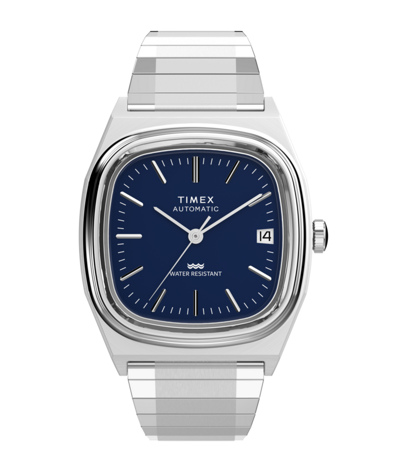 Imagen principal del reloj Timex® Automatic 1983 E Line de 34 mm con correa elástica de acero inoxidable TW2Y07400