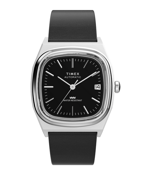 TIMEX E-Line Automatic 黒 Timex® Automatic 1983 E Line 34mm Leather Strap Watch - TW2Y07500