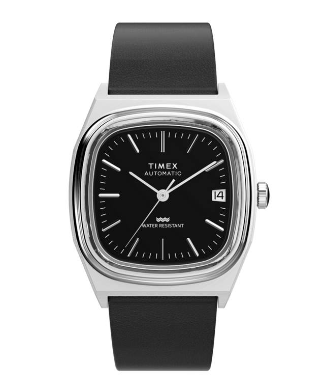 TW2Y07500 Timex® Automatic 1983 E Line 34mm Leather Strap Watch Primary Image
