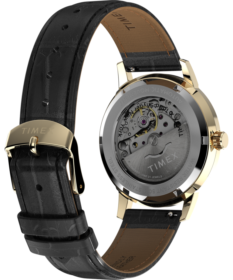 TW2Y10400 Timex x Todd Snyder Marlin® Automatic 38mm Leather Strap Watch Caseback with Attachment Image