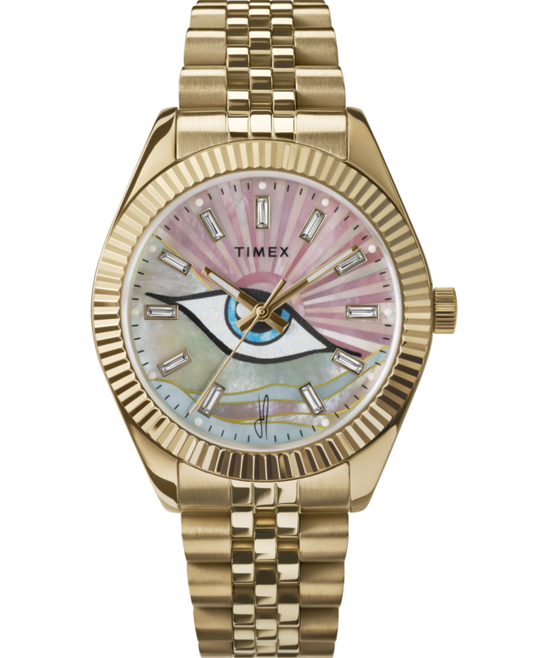 TW2Y11200 Timex x Jacquie Aiche Guiding Light 36mm Stainless Steel Bracelet Watch Primary Image