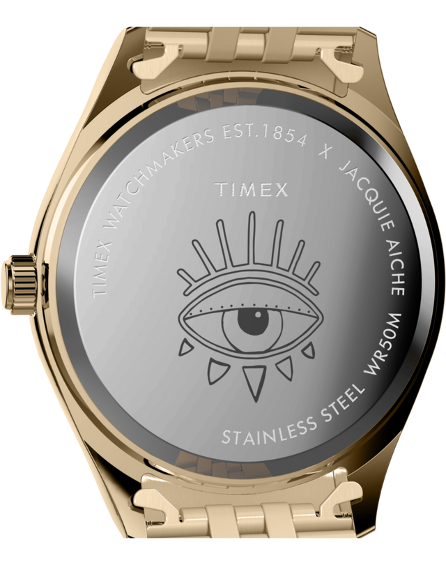 TW2Y11200 Timex x Jacquie Aiche 36mm Stainless Steel Bracelet Watch Caseback Image