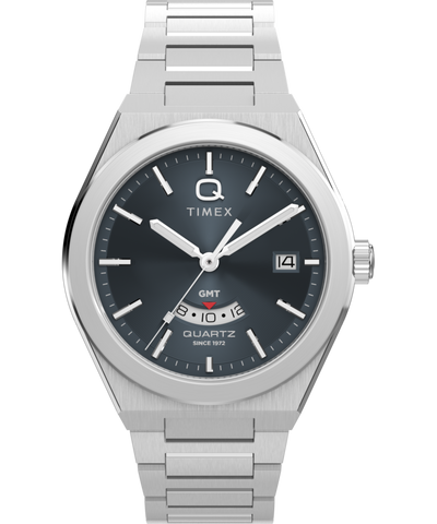 TW2Y12100 Q Timex® Continental GMT 39mm Stainless Steel Bracelet Watch Primary Image