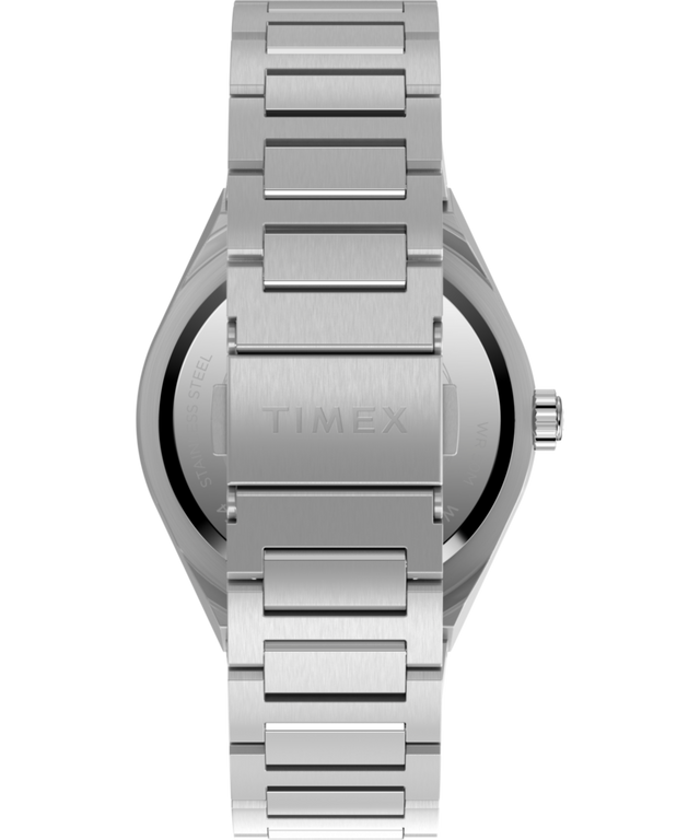TW2Y12100 Q Timex® Continental GMT, reloj de 39 mm con brazalete de acero inoxidable. Imagen de la correa del reloj
