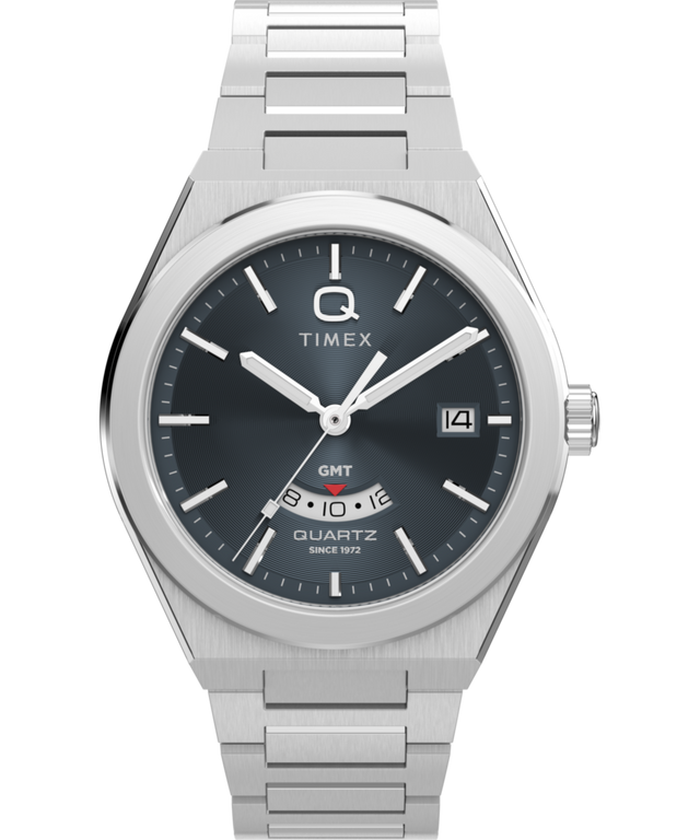 TW2Y12100 Q Reloj Timex® Continental GMT de 39 mm con brazalete de acero inoxidable. Imagen principal