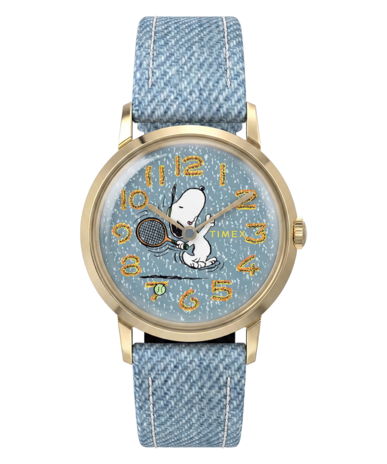 Imagen principal del reloj TW2Y12500 Peanuts® x Timex Marlin® 1965 Reissue inspirado en Snoopy Tennis con correa de tela de 34 mm