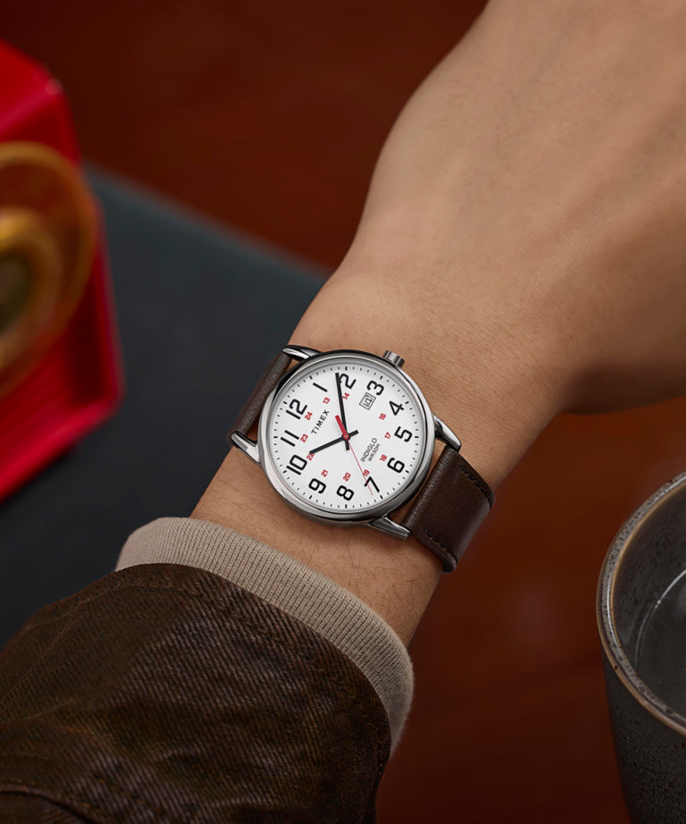 TW2Y12600 Easy Reader® Classic 38mm Leather Strap Watch Primary Wrist Image