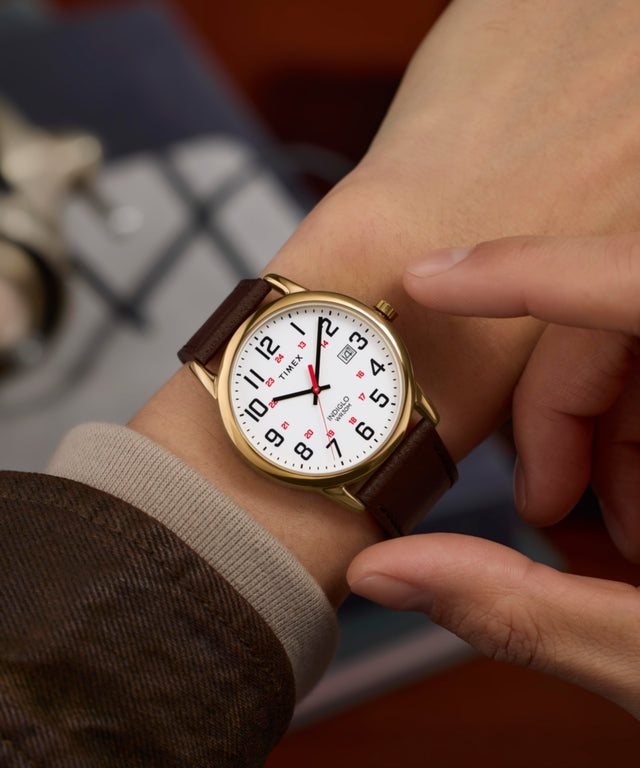 TW2Y12700 Easy Reader® Classic 38mm Leather Strap Watch Primary Wrist Image