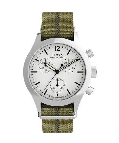 TW2Y15700 Timex Weekender New England Chronograph 40mm Eco-Conscious Fabric Strap Watch Primary Image