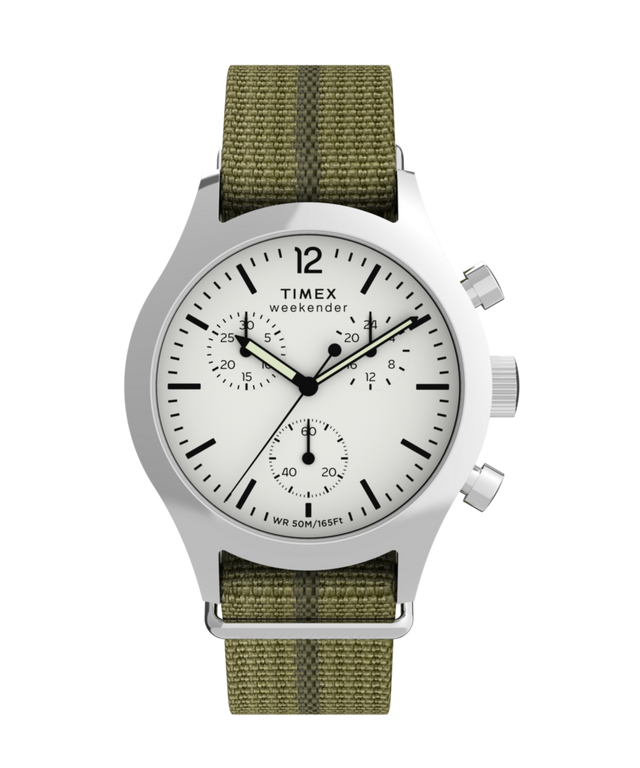 TW2Y15700 Timex Weekender New England Chronograph 40mm Eco-Conscious Fabric Strap Watch Primary Image