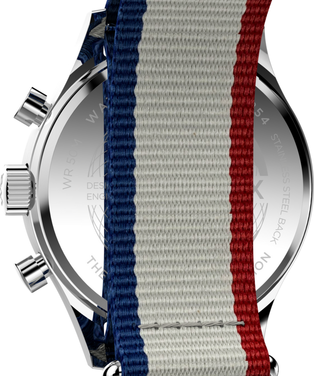 TW2Y15800 Timex Weekender New England Chronograph 40mm Eco-Conscious Fabric Strap Watch Caseback Image