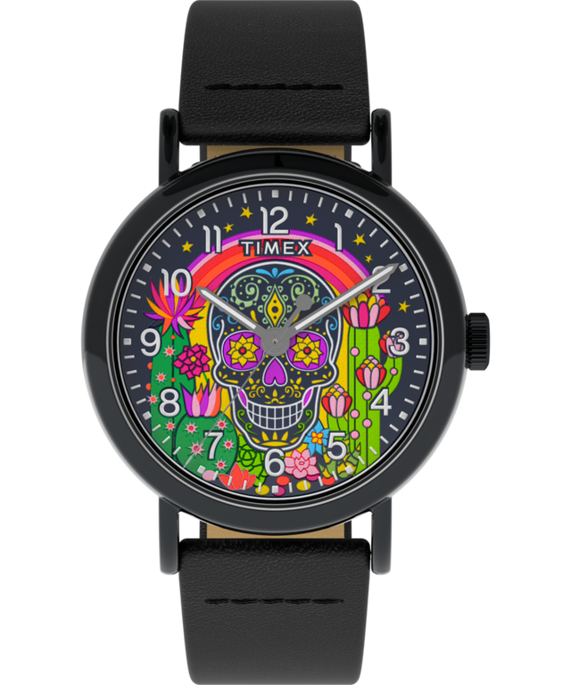 Timex Weekender Day of the Dead 40mm Leather Strap Watch Timex Weekender Day of the Dead 40mm Leather Strap Watch
