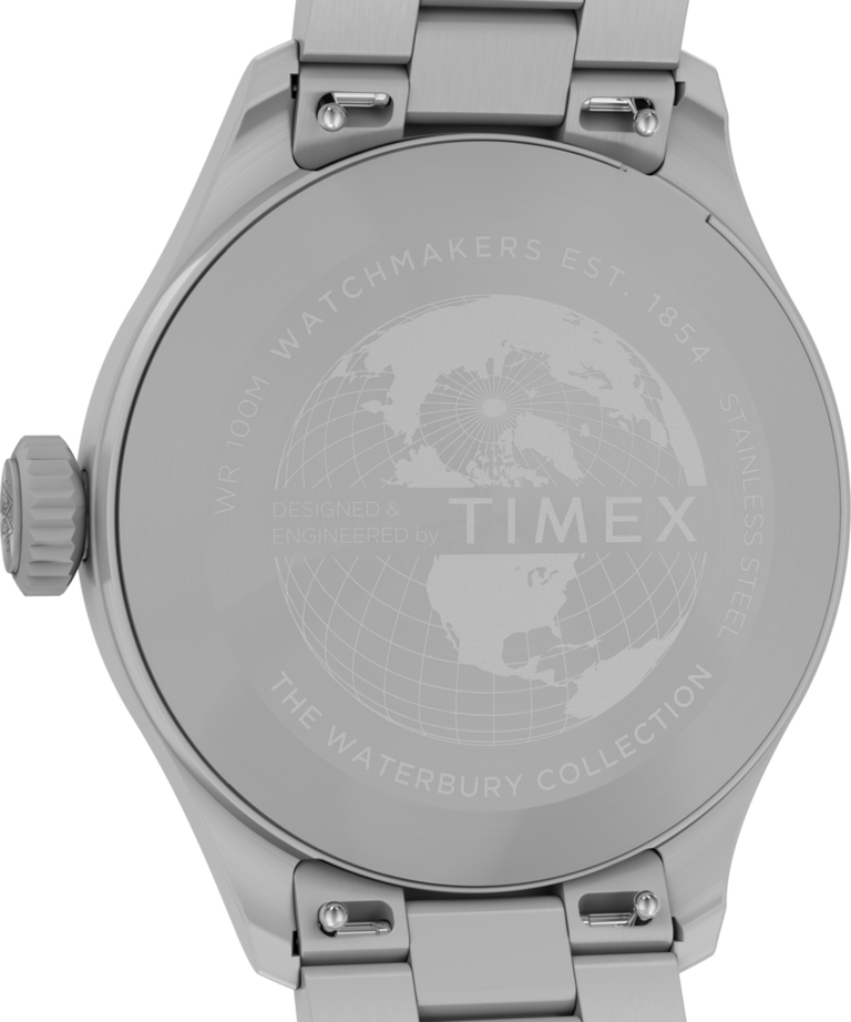TW2Y18800 Waterbury Ace, reloj de 41 mm con brazalete de acero inoxidable. Imagen del fondo de la caja.