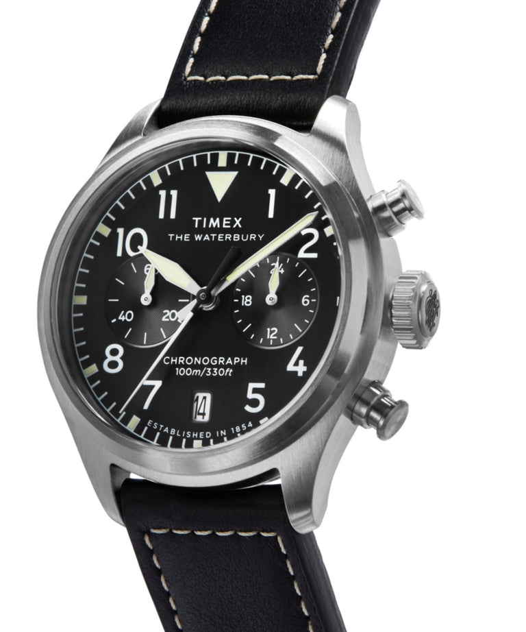 TW2Y19000 Waterbury Ace Chronograph 41mm Leather Strap Watch Campaign Key Silhouettes (Beauty shots) Image
