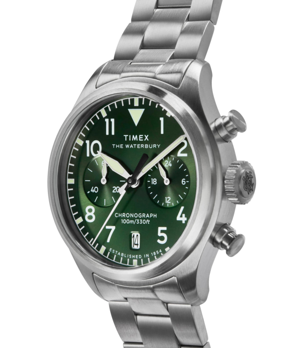あゆーしか　WATERBURY　1878年製　置時計　C　R8611 Waterbury Ace Chronograph 41mm Stainless Steel Bracelet Watch
