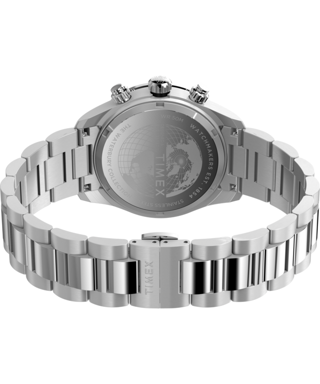 TW2Y19200 Reloj Waterbury Heritage Chronograph de 39 mm con brazalete de acero inoxidable   Imagen del fondo de la caja con accesorio
