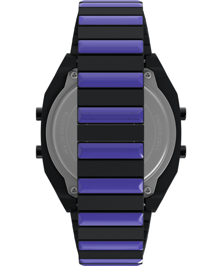 TW2Y19500 Timex x Wednesday T80 36mm Stainless Steel Black and Purple Expansion Band Watch Strap Image