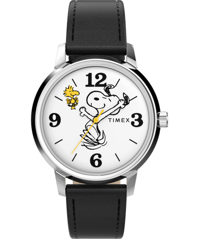TW2Y19900 Timex x Peanuts® Marlin® 75th Anniversary Edition 38mm Leather Strap Watch  Primary Image