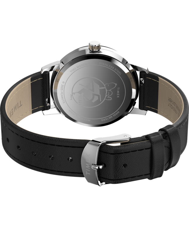 TW2Y19900 Timex x Peanuts® Marlin® 75th Anniversary Edition 38mm Leather Strap Watch  Caseback with Attachment Image