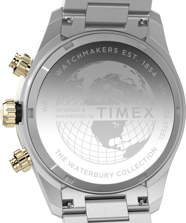 TW2Y24000 Reloj Waterbury Heritage Chronograph de 39 mm con brazalete de acero inoxidable   Imagen del fondo de la caja