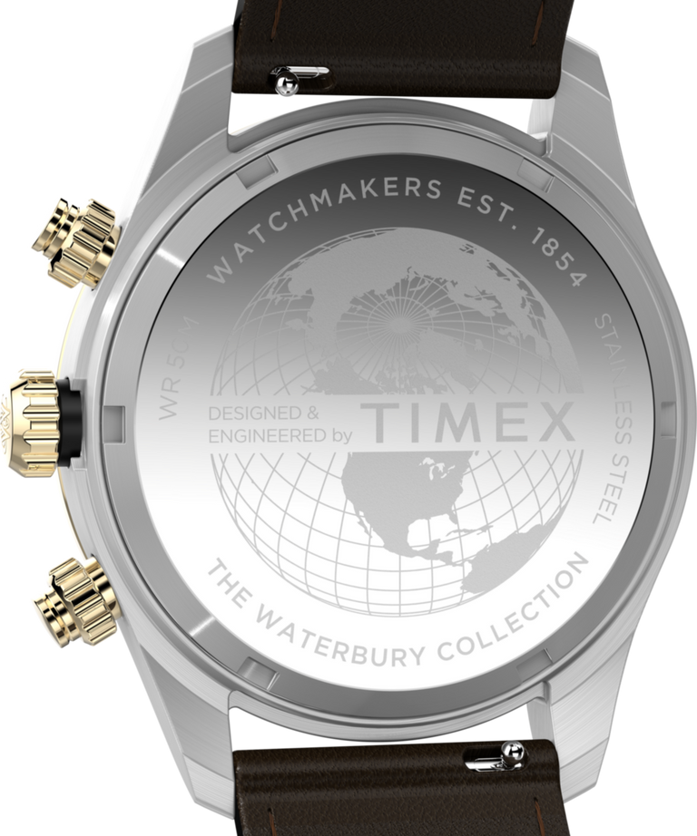 TW2Y24100 Waterbury Heritage Chronograph 39mm Leather Strap Watch  Caseback Image