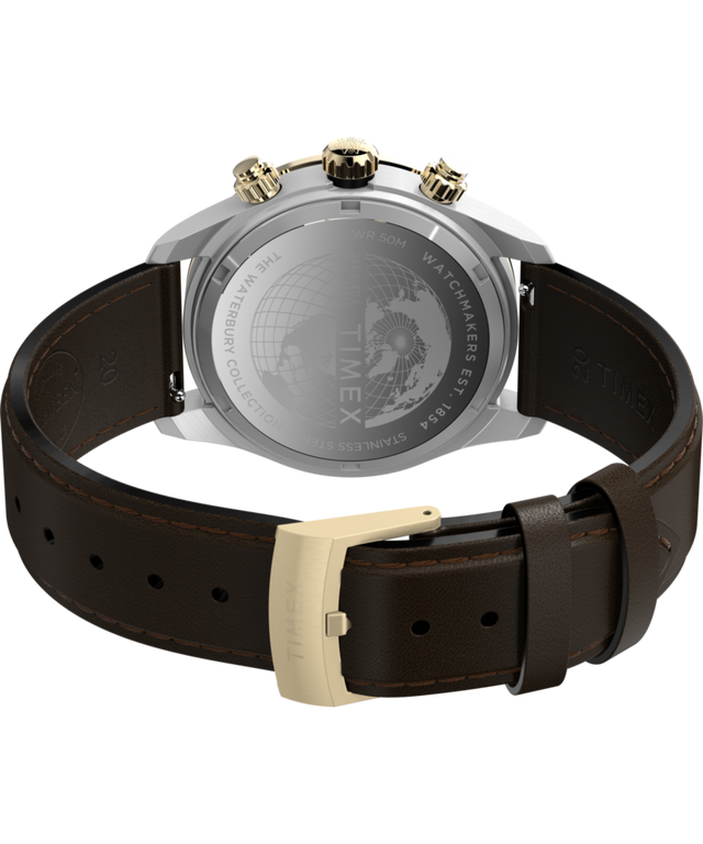 TW2Y24100 Reloj Waterbury Heritage Chronograph de 39 mm con correa de piel  Imagen del fondo de la caja con accesorio