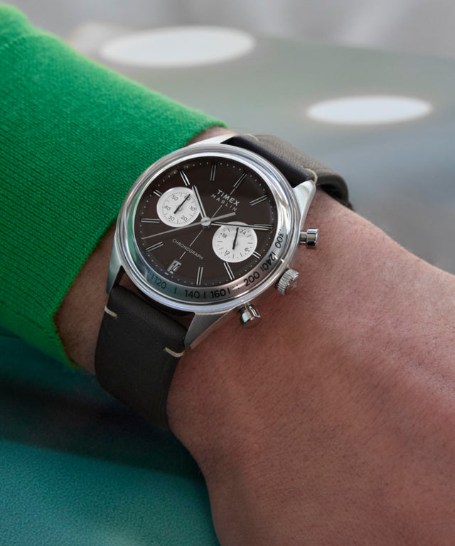 TW2Y24700 Marlin® Jet Quartz Chronograph 40mm Leather Strap Watch Primary Wrist Image