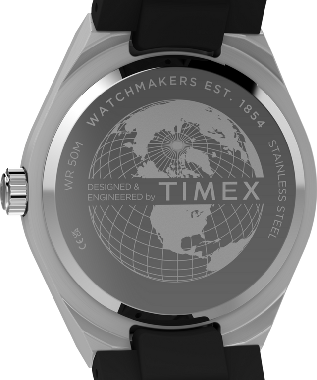 TW2Y24900 Q Timex Continental GMT 39mm Synthetic Rubber Watch  Caseback Image