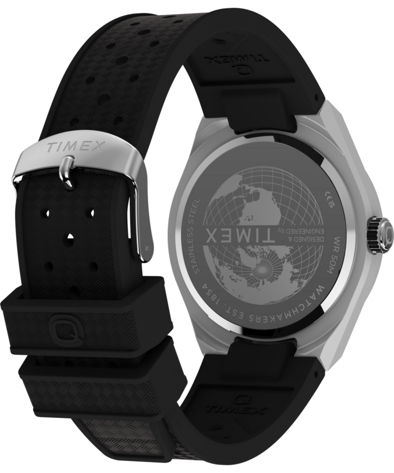 TW2Y24900 Q Timex Continental GMT 39mm Synthetic Rubber Watch  Caseback with Attachment Image