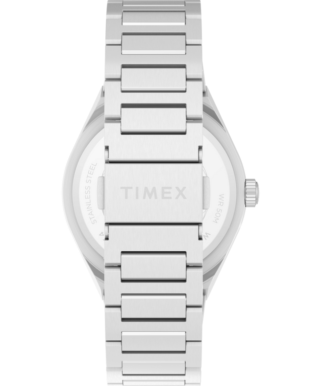 TW2Y25000 Q Timex® Continental Día y fecha, 39 mm, correa de acero inoxidable. Imagen de la correa del reloj