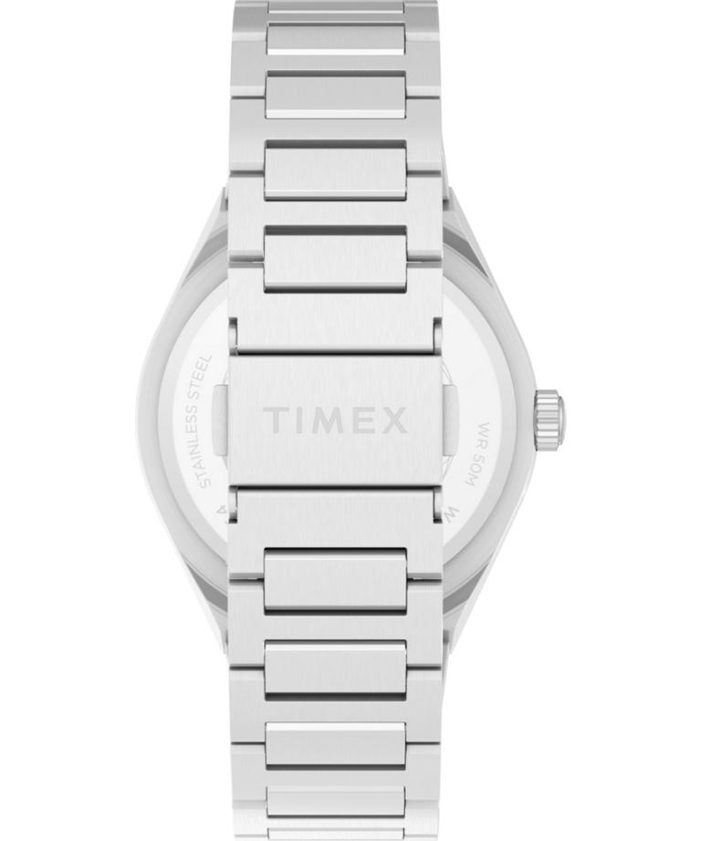 TW2Y25000 Q Timex® Continental Día y fecha, 39 mm, correa de acero inoxidable. Imagen de la correa del reloj