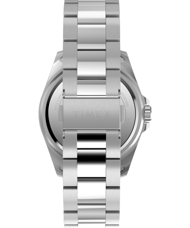 TW2Y28700 Timex, inspirada en los relojes de buceo, correa de acero inoxidable de 42 mm. Imagen de la correa del reloj